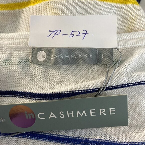 In Cashmere Top Linen Multicolored Striped V-Neck - Picture 2 of 7